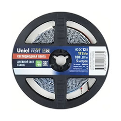 Светодиодная лента Uniel ULS-M16-2835-180LED/m-10mm-IP20-DC12V-17W/m-5M-6500K PROFI
