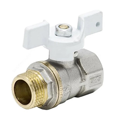 Кран шаровой 1104 Standard Ду15 1/2" ВР/НР никелированный полнопроходной бабочка Белый Aquasfera 1104-01