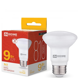 Лампа светодиодная LED-R63-VC 9Вт 230В Е27 3000К 810Лм IN HOME