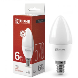 Лампа светодиодная LED-СВЕЧА-VC 6Вт 230В Е14 4000К 570Лм IN HOME