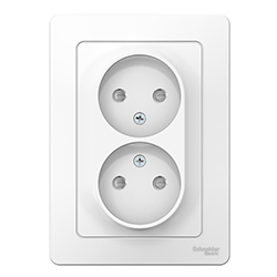 Розетка 2 местная СП Blanca 16А IP20 250В без заземления защитные шторки Белая