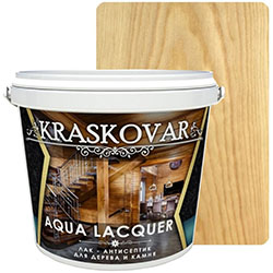 Лак-антисептик для дерева и камня Бесцветный 2 л Kraskovar Aqua Lacquer