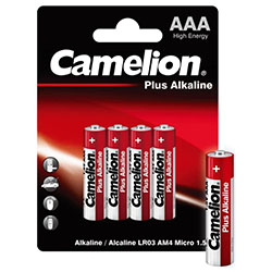 Батарейка Элемент питания алкалиновый AAA/LR03 BL-4 Camelion Plus Alkaline