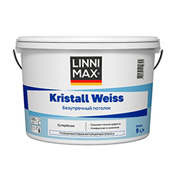 Краска для стен и потолков Безупречный Потолок 9 л База1 LINNIMAX Kristall Weiss