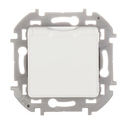 Розетка 1 пост с заземлением с крышкой и шторками Белая Legrand INSPIRIA