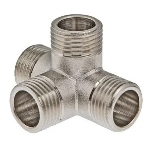 Крестовина двухплоскостная 1/2' НР латунь никелированная VTr.661.N.0004 VALTEC