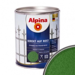 Альпина эмаль по ржавчине 3в1 зеленая молотковая 0,75 л