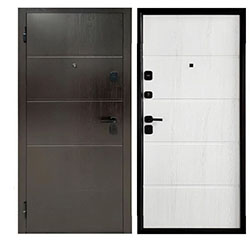 Дверь Форпост TD8-1 960х2050 Левая Тёмный орех Белое дерево с фурнитурой и цилиндром 9001-1