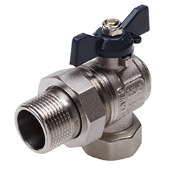 Кран шаровой угловой со сгоном ВН 1/2 LU бабочка никелированный AQUALINK