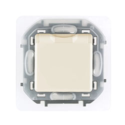 Розетка с заземлением IP 44 с крышкой и шторками Слоновая кость Legrand INSPIRIA