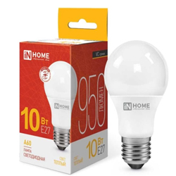 Лампа светодиодная LED-A60-VC 10Вт 230В Е27 3000К 950Лм IN HOME