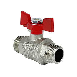 Кран шаровой 3/4" НР/НР ручка-бабочка латунь никелированный VALFEX PREMIUM