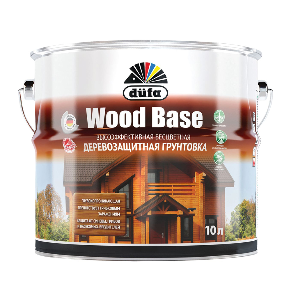 Грунт для дерева Dufa Wood Base c биоцидом бесцветная 10 л по низкой цене -  купить с доставкой по Москве