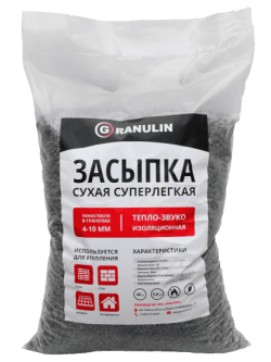 Тепло-звукоизоляционная сухая засыпка GRANULIN G 40 фракция 4-10 мм 40 л
