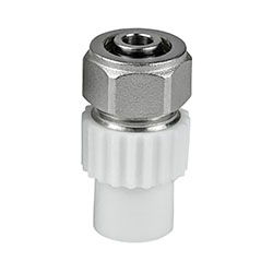 Муфта комбинированная PPR-PE 20х16 полипропилен Белая ВАЛФ РУС Valfex