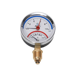 Термоманометр радиальный 10 бар 0 до +120 °С диаметр корпуса 80 мм g1/2 MVI