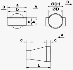 Картинка Соединитель круглых и плоских каналов (симметричный) 60x120 d-100 мм. ЭРА  7112