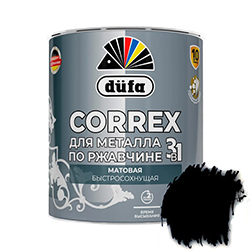 Грунт эмаль по ржавчине 3в1 Матовая 0,75 л Черный 9005 Dufa CORREX