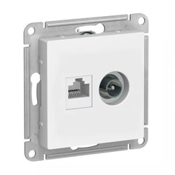 Schneider ATLASDESIGN Белая розетка RJ45 cat.5e+TV в рамку ATN000189