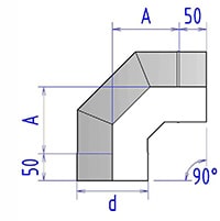 Отвод дымохода 1ОТ 90 град. 150*1мм.*409 марка металла Феникс