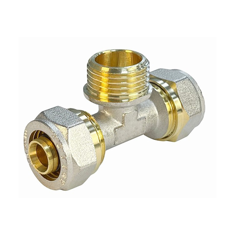Тройник обжимной переходной для труб металлопласт Ø 26x3/4"х26 НР Valfex