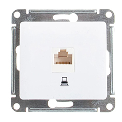 Розетка компьютерная RJ45 кат 5e в рамку Белая System electric GLOSSA