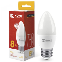 Лампа светодиодная LED-СВЕЧА-VC 8Вт 230В Е27 3000К 760Лм IN HOME
