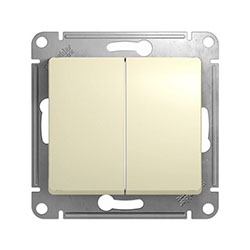 Выключатель 2 клавиши в рамку СП Glossa 10А IP20 механизм SE Бежевый Systeme Electric