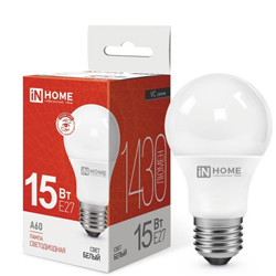 Лампа светодиодная LED-A60-VC 15Вт 230В Е27 4000К 1430Лм IN HOME Лампа светодиодная LED-A60-VC 15Вт 230В Е27 4000К 1430Лм IN HOME