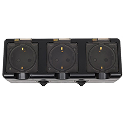 Розетка 3 местная ОП Dita 16А IP54 250В с з/к с прозрачной крышкой Карбон TOKOV ELECTRIC