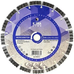 Диск алмазный сегментный Железобетон Extra Line 230х2,6х12х22,2 мм Diam