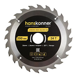 Диск пильный по дереву 200-32/30 24 зуба Hanskonner