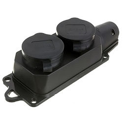 Колодка Каучук 2 местная с заглушками 2P+PE IP44 9322 IN HOME