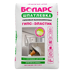 Шпатлевка гипсовая 15 кг 2в1 суперфинишная для заделки стыков ГКЛ ГВЛ ГИПС-ЭЛАСТИК Боларс