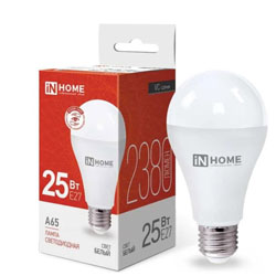 Лампа светодиодная LED-A65-VC 25Вт 230В Е27 4000К 2380Лм IN HOME