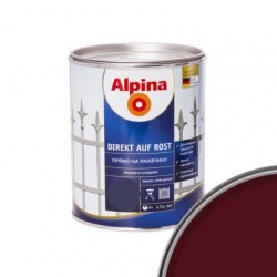 Альпина эмаль по ржавчине 3 в 1 Вишня 0,75 л