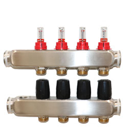 Коллекторный блок с расходом 1"х3/4 4 выхода TIM