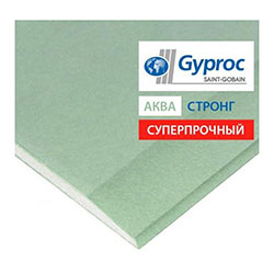 Гипсокартон ГКЛ В 15х2000х1200 мм Gyproc АКВА Стронг