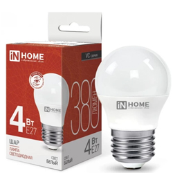 Лампа светодиодная LED-ШАР-VC 4Вт 230В Е27 4000К 380Лм IN HOME