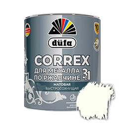 Грунт эмаль по ржавчине 3в1 Матовая 0,75 л Белый 9010 Dufa CORREX