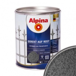 Альпина эмаль по ржавчине 3в1 антрацит молотковая 0,75 л