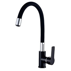 Смеситель для кухни гибкий силиконовый излив латунь VALFEX Estreya Black VF.70113-7