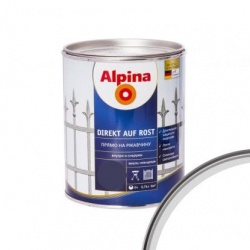 Альпина эмаль по ржавчине 3 в 1 Белая 0,75 л