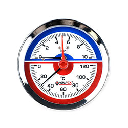 Термоманометр аксиальный 80 мм 1/2" 10 бар 120°С VALFEX