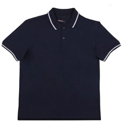 Футболка Поло с полосатым воротом цвет Темно-синий размер 52 М5811К