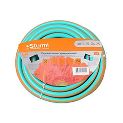 Шланг поливочный армированный 3-х слойный 3/42 25 м Оранжево-мятный Sturm
