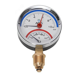 Термоманометр радиальный до 6 бар +120 °С диаметр корпуса 80 мм g1/2 RTM.80.12006.04 MVI