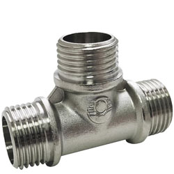 Тройник НР-НР-НР 1/2" х 1/2" х 1/2" латунный переходной никелированный VALFEX