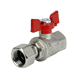 Кран шаровой 3/4" ВР/ВР накидная гайка бабочка латунь никелированный VALFEX