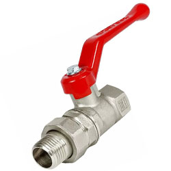 Кран шаровой для воды 1/2" ВР/НР рычаг с американкой латунь никелированная VALFEX